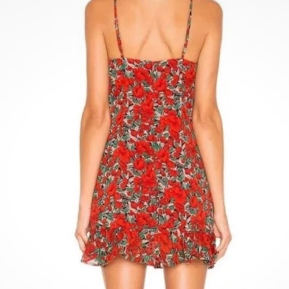 SUPER DOWN Hadley Cami Dress Womens Red Floral Sleeveless Mini Flounce smaller - Picture 2 of 12